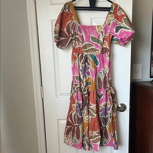 Womens colorful puff sleeve summer dress